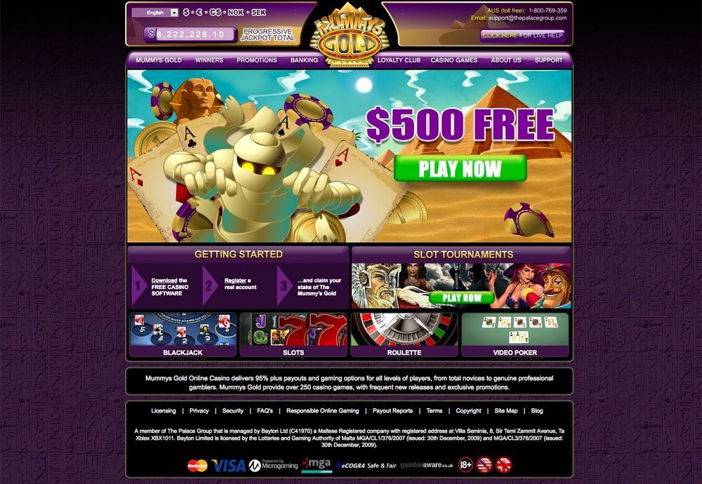 Mummys gold casino flash review $500 bonus